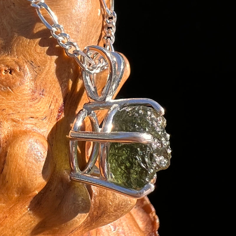 Raw Moldavite Pendant Sterling Silver #7595-Moldavite Life