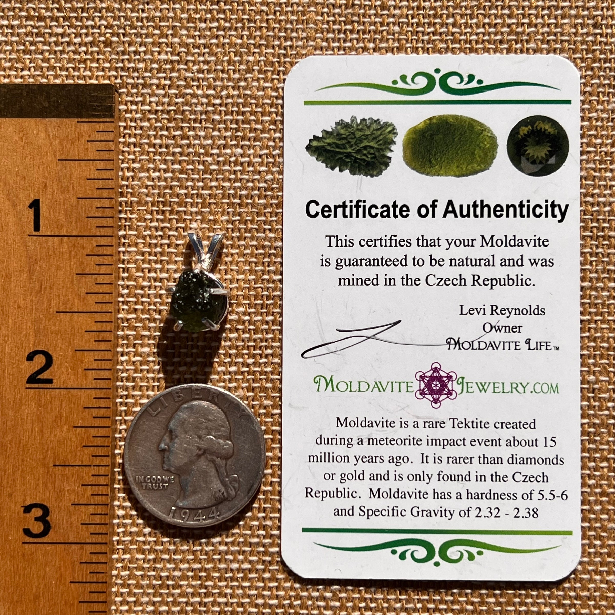 Raw Moldavite Pendant Sterling Silver #7595-Moldavite Life