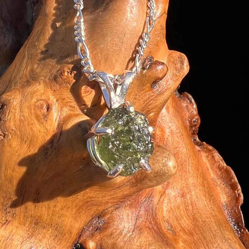 Raw Moldavite Pendant Sterling Silver #7595-Moldavite Life