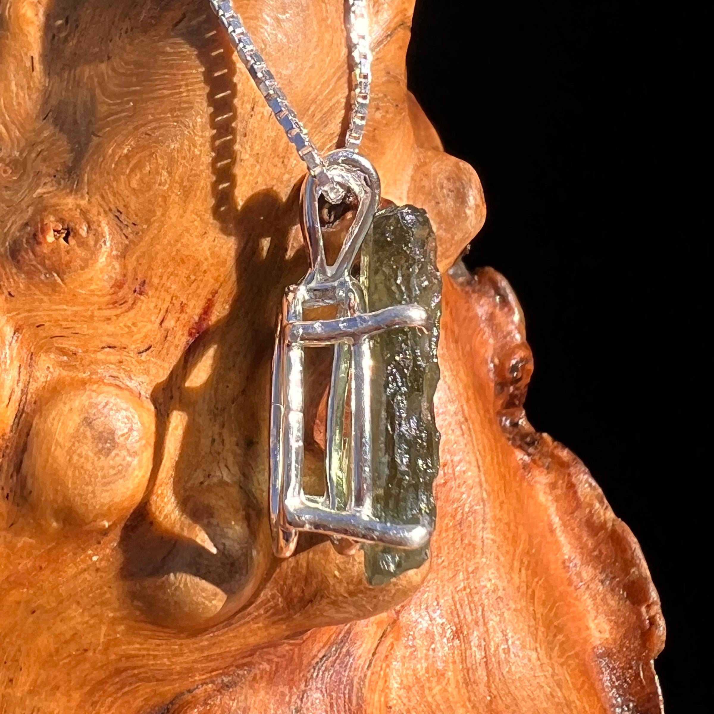 Raw Moldavite Pendant Sterling Silver #7596-Moldavite Life