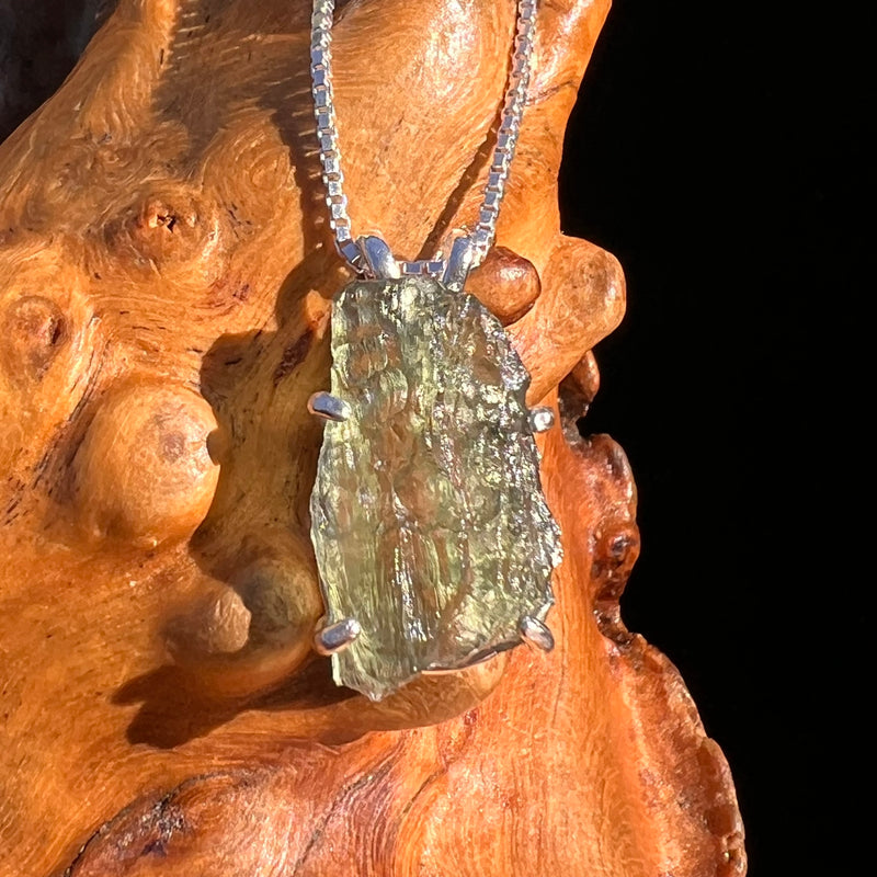 Raw Moldavite Pendant Sterling Silver #7596-Moldavite Life
