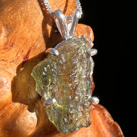 Raw Moldavite Pendant Sterling Silver #7597-Moldavite Life