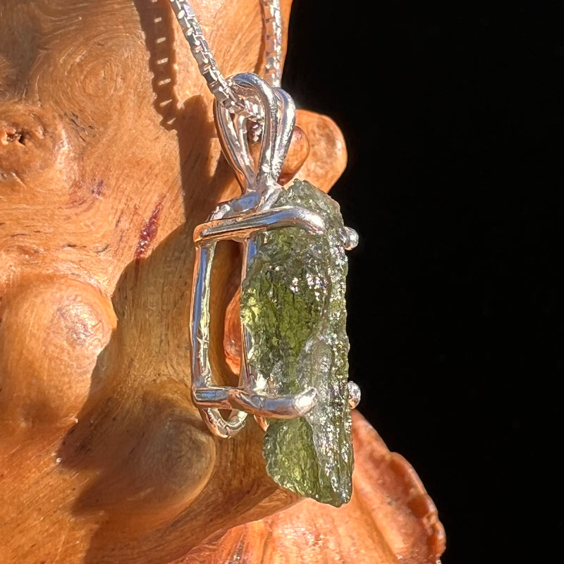Raw Moldavite Pendant Sterling Silver #7597-Moldavite Life
