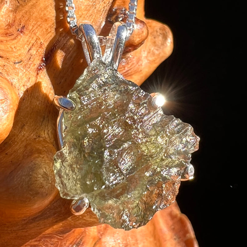 Raw Moldavite Pendant Sterling Silver #7598-Moldavite Life