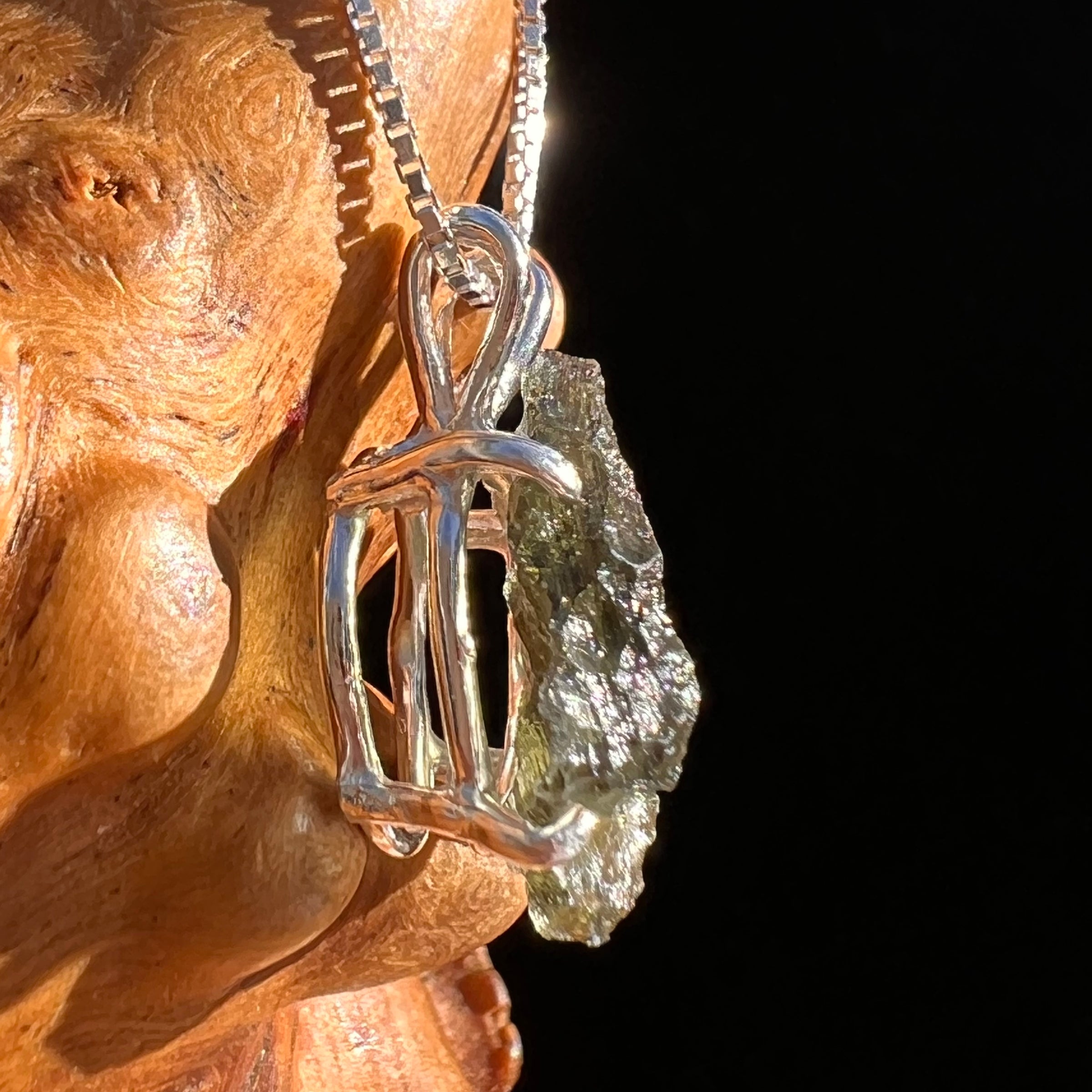 Raw Moldavite Pendant Sterling Silver #7598-Moldavite Life