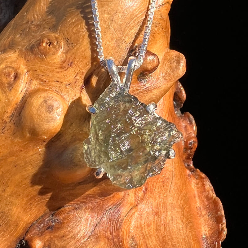 Raw Moldavite Pendant Sterling Silver #7598-Moldavite Life