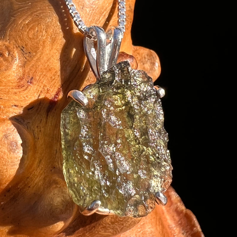 Raw Moldavite Pendant Sterling Silver #7599-Moldavite Life