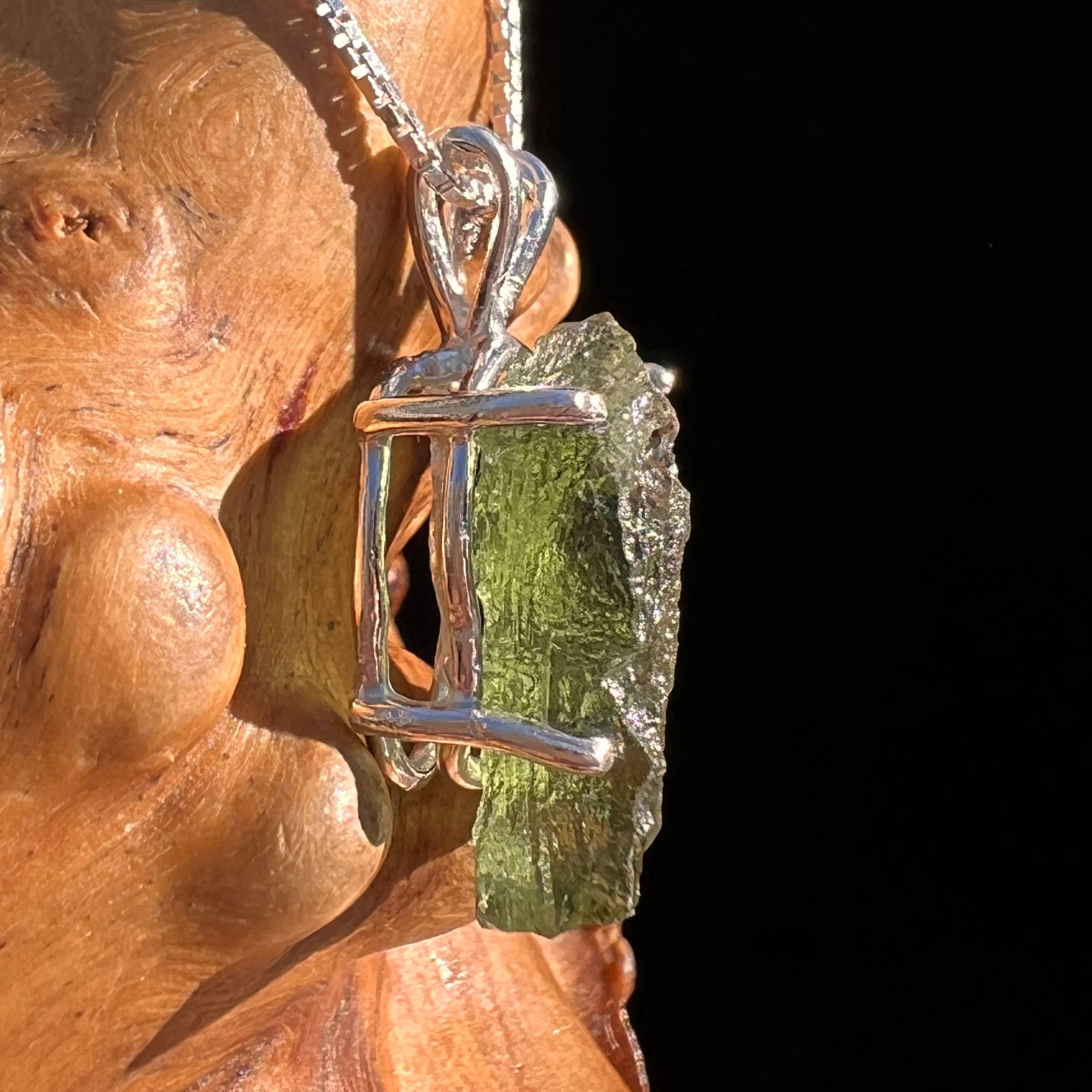 Raw Moldavite Pendant Sterling Silver #7600-Moldavite Life