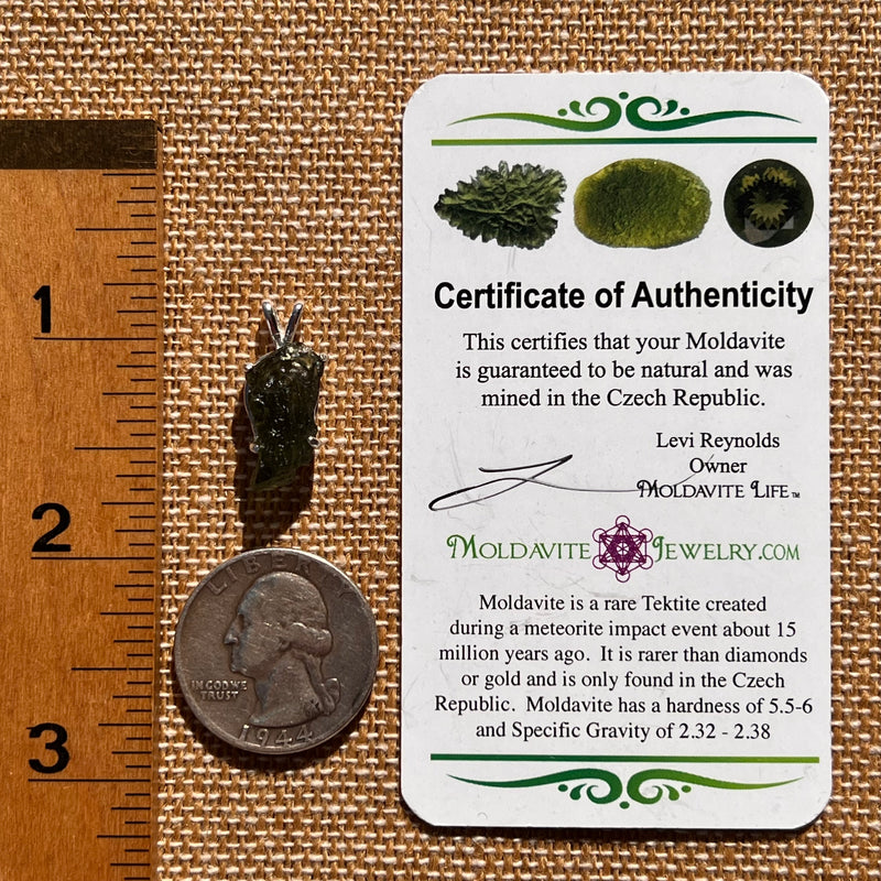 Raw Moldavite Pendant Sterling Silver #7600-Moldavite Life