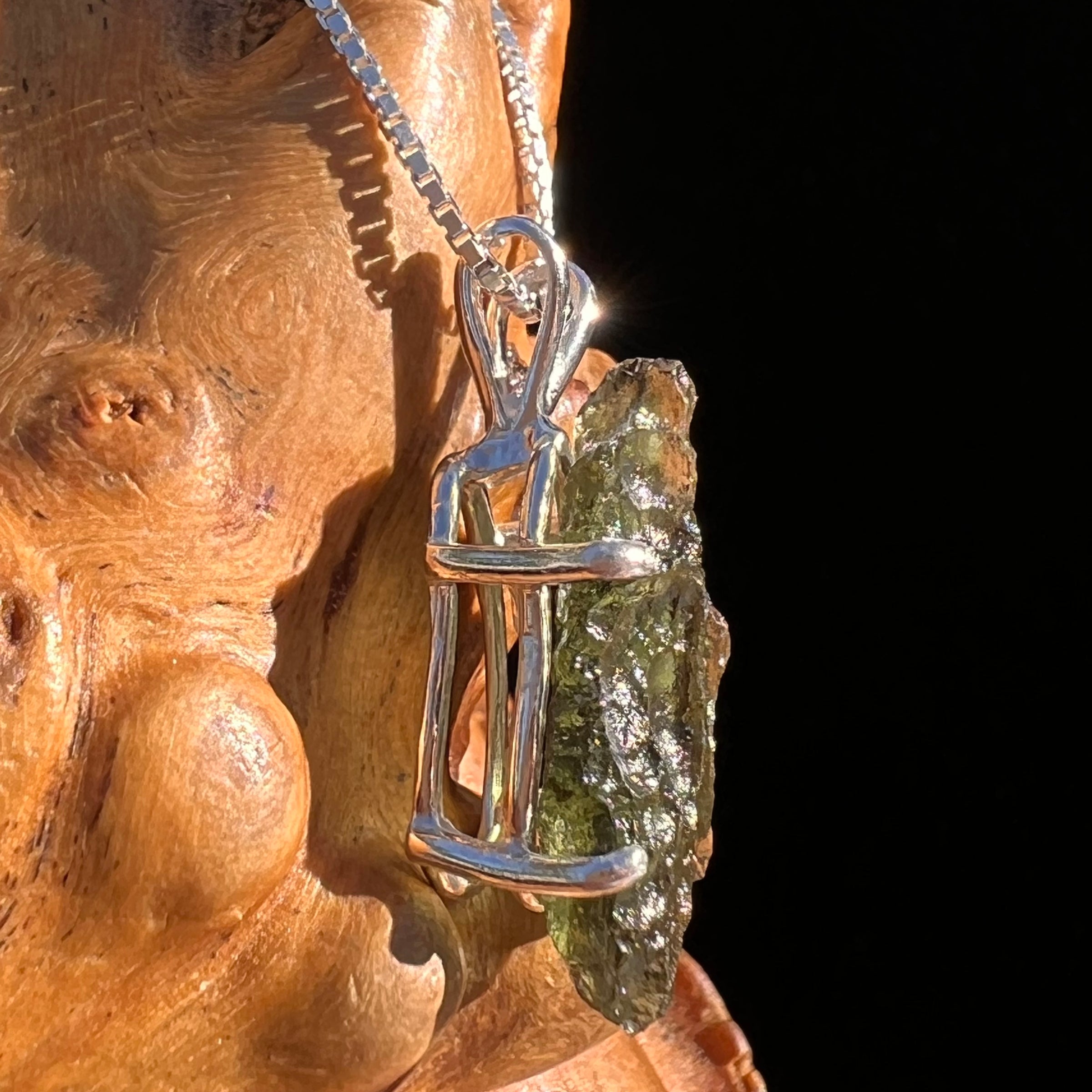 Raw Moldavite Pendant Sterling Silver #7601-Moldavite Life