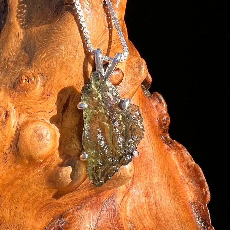 Raw Moldavite Pendant Sterling Silver #7601-Moldavite Life