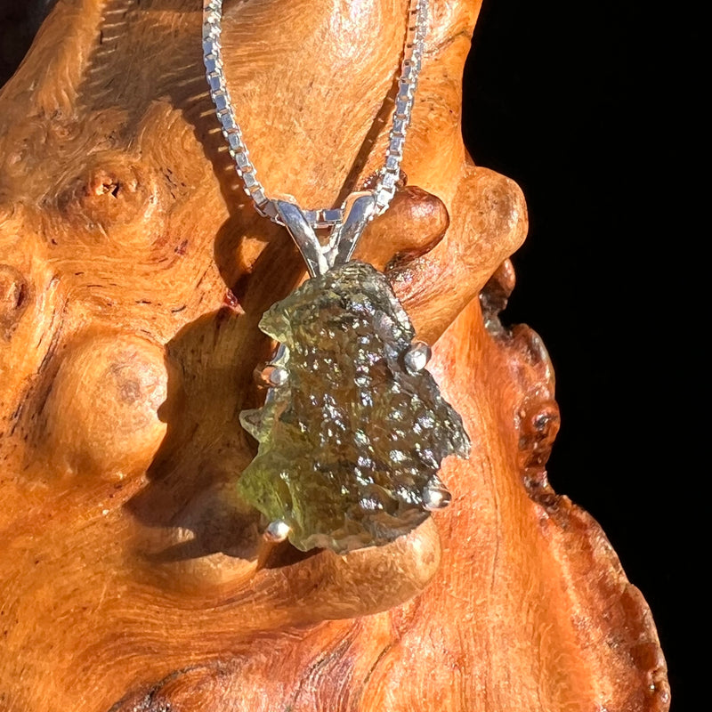 Raw Moldavite Pendant Sterling Silver #7629-Moldavite Life