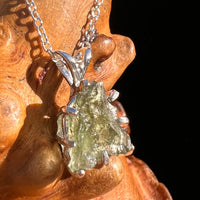 Raw Moldavite Pendant Sterling Silver #7683-Moldavite Life
