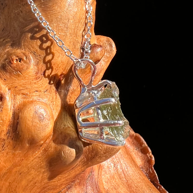 Raw Moldavite Pendant Sterling Silver #7683-Moldavite Life