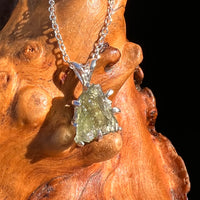 Raw Moldavite Pendant Sterling Silver #7683-Moldavite Life