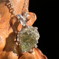 Raw Moldavite Pendant Sterling Silver #7684-Moldavite Life