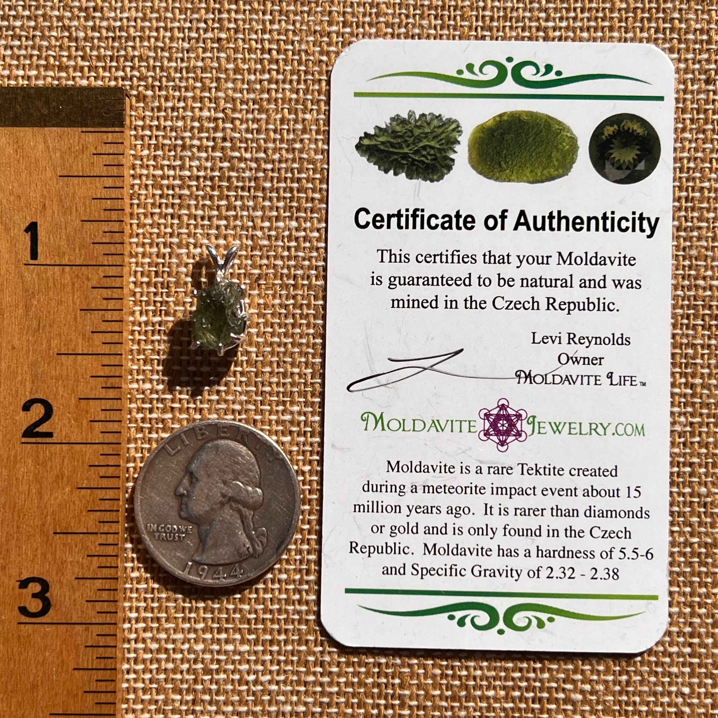 Raw Moldavite Pendant Sterling Silver #7684-Moldavite Life