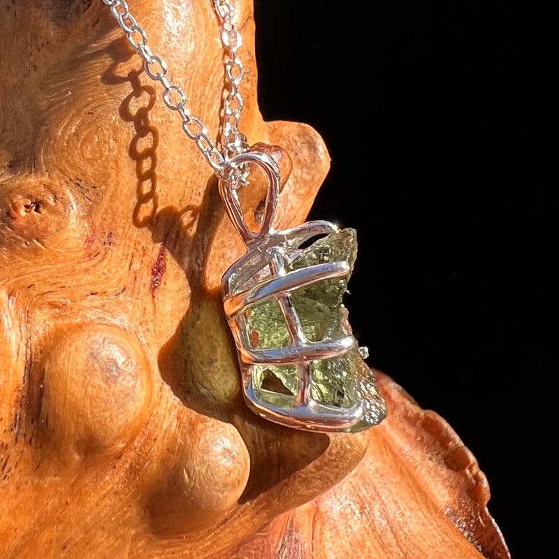 Raw Moldavite Pendant Sterling Silver #7685-Moldavite Life