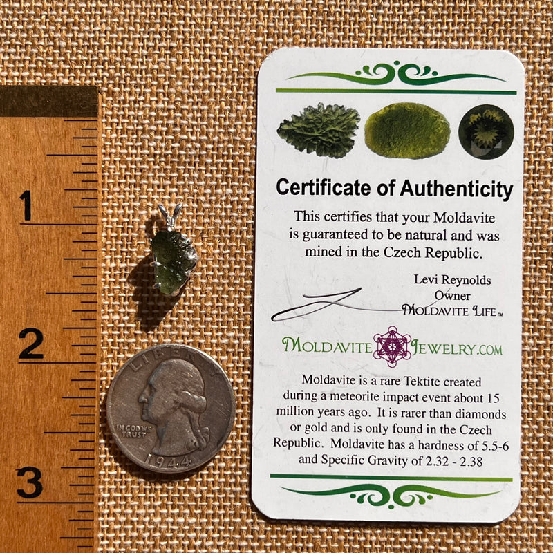 Raw Moldavite Pendant Sterling Silver #7685-Moldavite Life