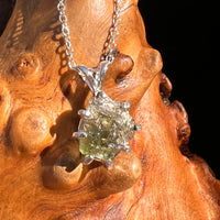 Raw Moldavite Pendant Sterling Silver #7686-Moldavite Life