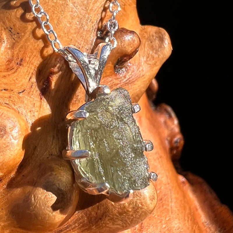 Raw Moldavite Pendant Sterling Silver #7687-Moldavite Life
