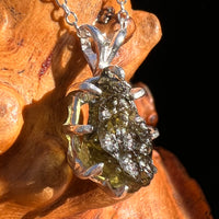 Raw Moldavite Pendant Sterling Silver #7688-Moldavite Life