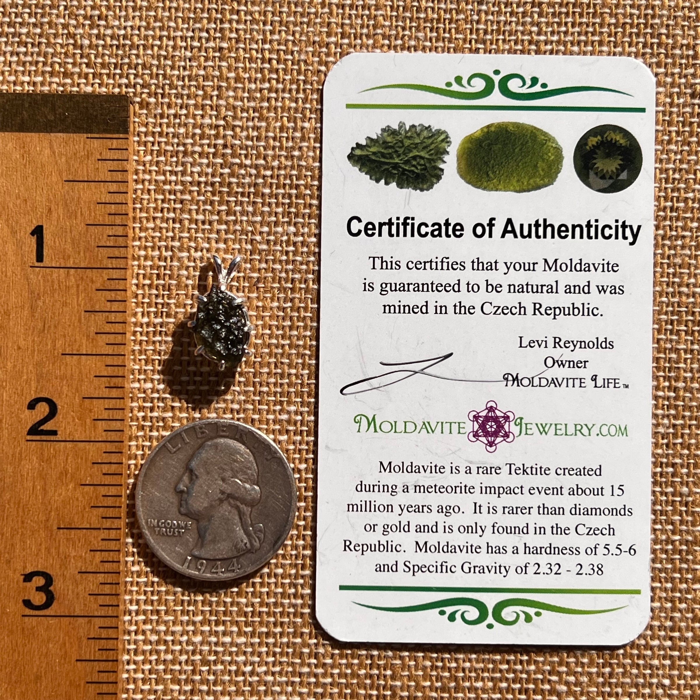 Raw Moldavite Pendant Sterling Silver #7688-Moldavite Life