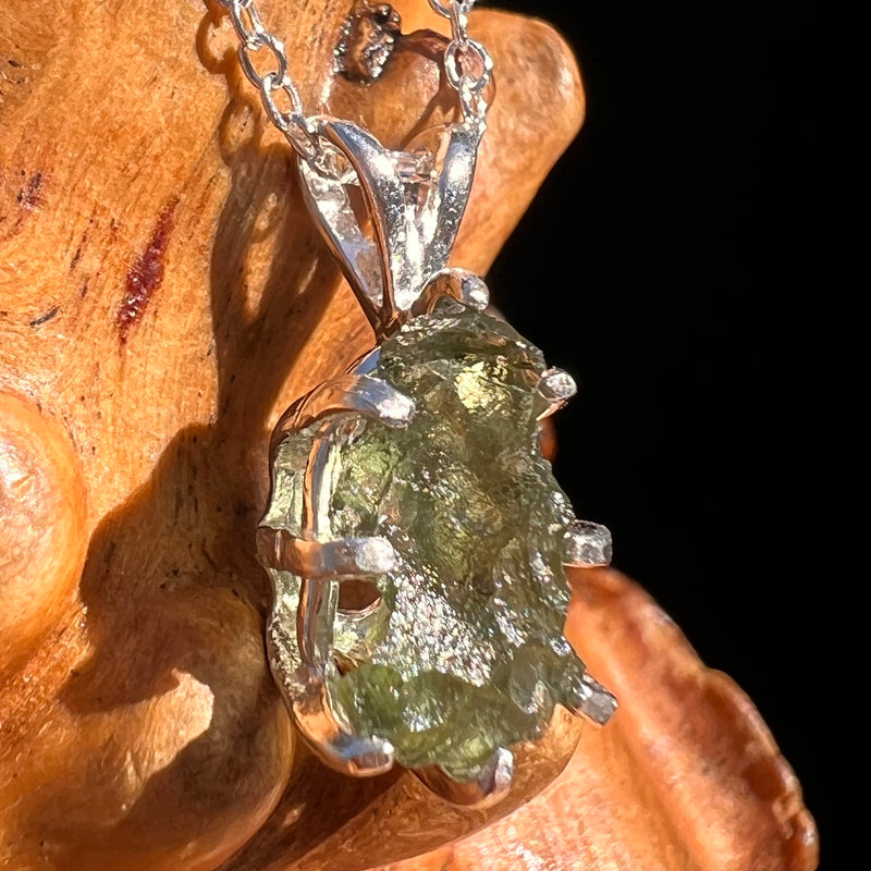 Raw Moldavite Pendant Sterling Silver #7689-Moldavite Life