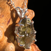 Raw Moldavite Pendant Sterling Silver #7690-Moldavite Life