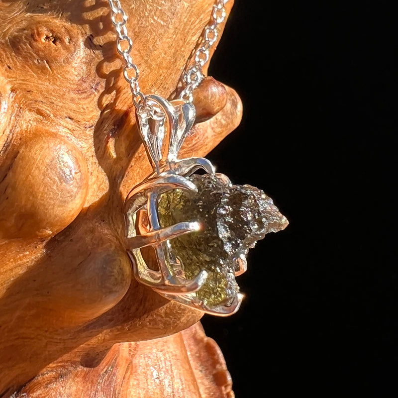 Raw Moldavite Pendant Sterling Silver #7692-Moldavite Life