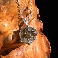 Raw Moldavite Pendant Sterling Silver #7692-Moldavite Life