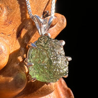 Raw Moldavite Pendant Sterling Silver #7695-Moldavite Life