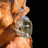 Raw Moldavite Pendant Sterling Silver #7697-Moldavite Life