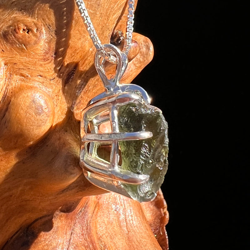 Raw Moldavite Pendant Sterling Silver #7697-Moldavite Life