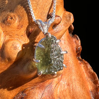Raw Moldavite Pendant Sterling Silver #7699-Moldavite Life