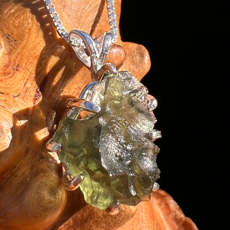 Raw Moldavite Pendant Sterling Silver #7700-Moldavite Life
