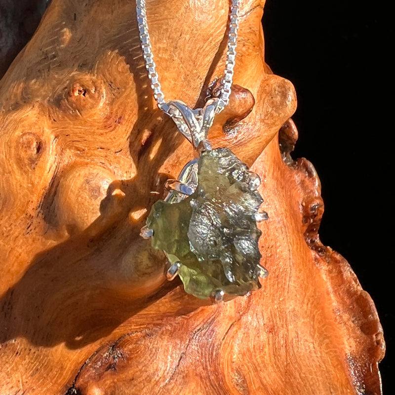 Raw Moldavite Pendant Sterling Silver #7700-Moldavite Life