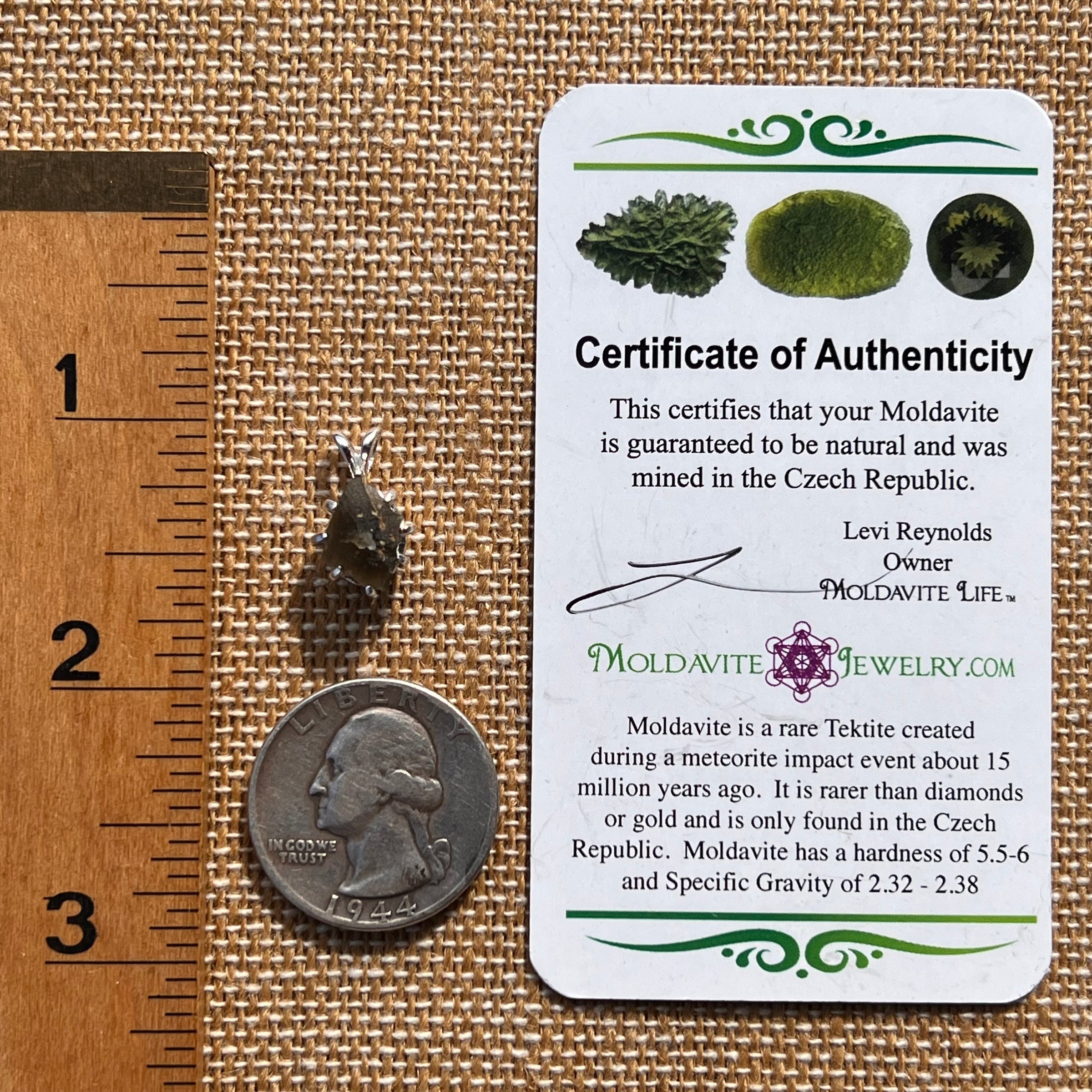 Raw Moldavite Pendant Sterling Silver #7809-Moldavite Life