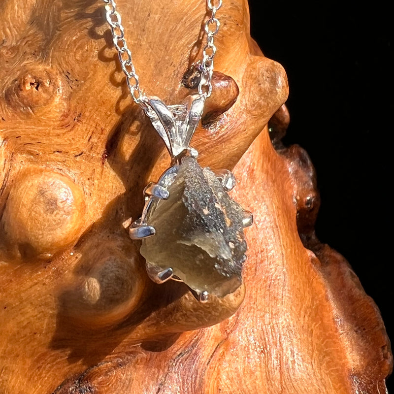 Raw Moldavite Pendant Sterling Silver #7809-Moldavite Life