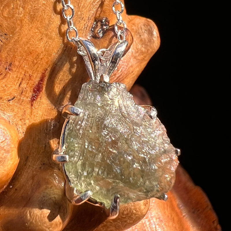 Raw Moldavite Pendant Sterling Silver #7810-Moldavite Life