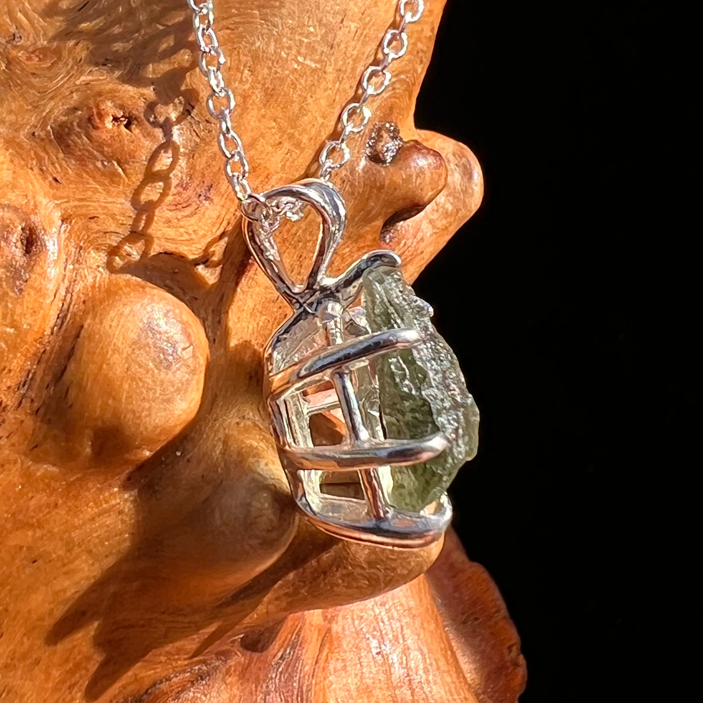 Raw Moldavite Pendant Sterling Silver #7810-Moldavite Life