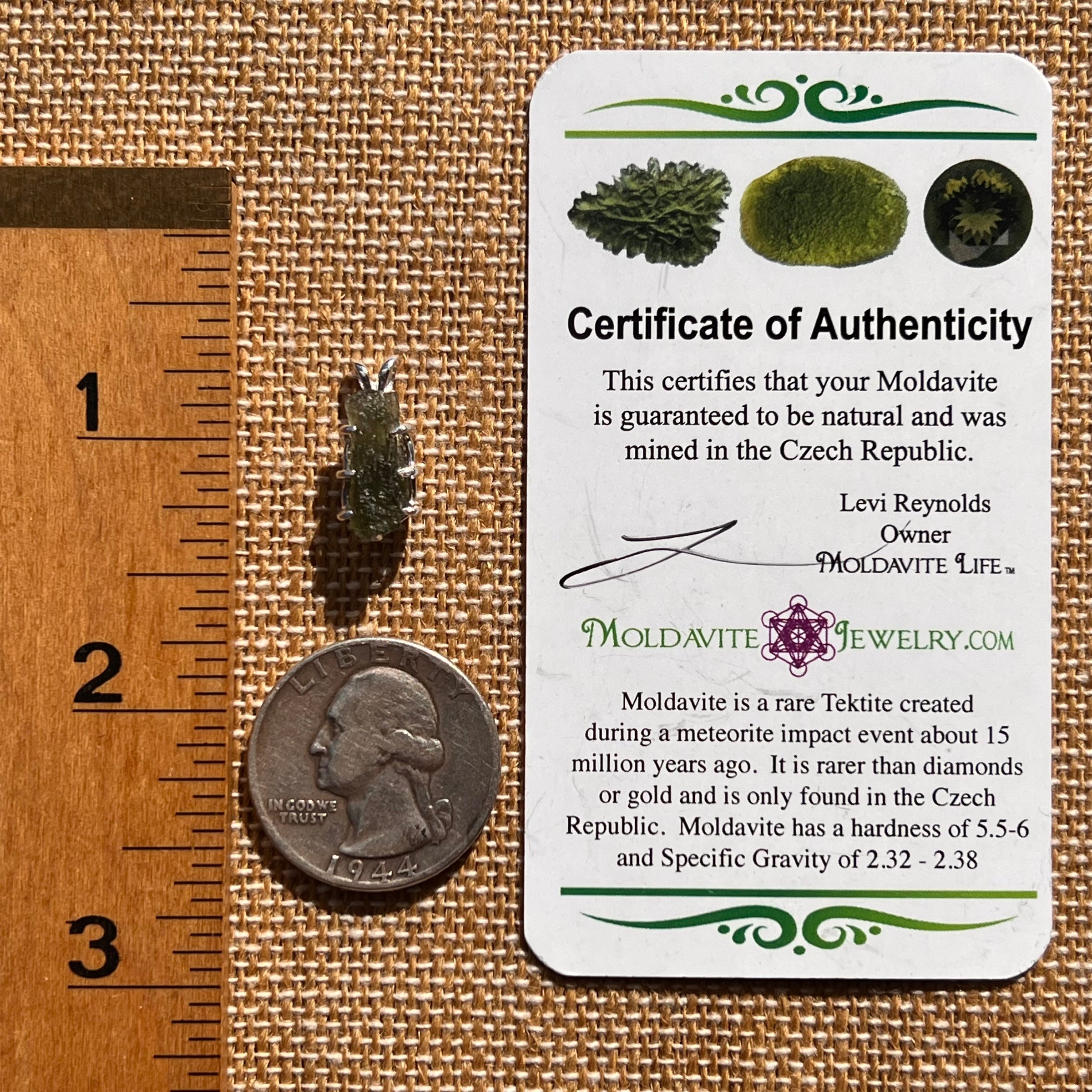 Raw Moldavite Pendant Sterling Silver #7811-Moldavite Life