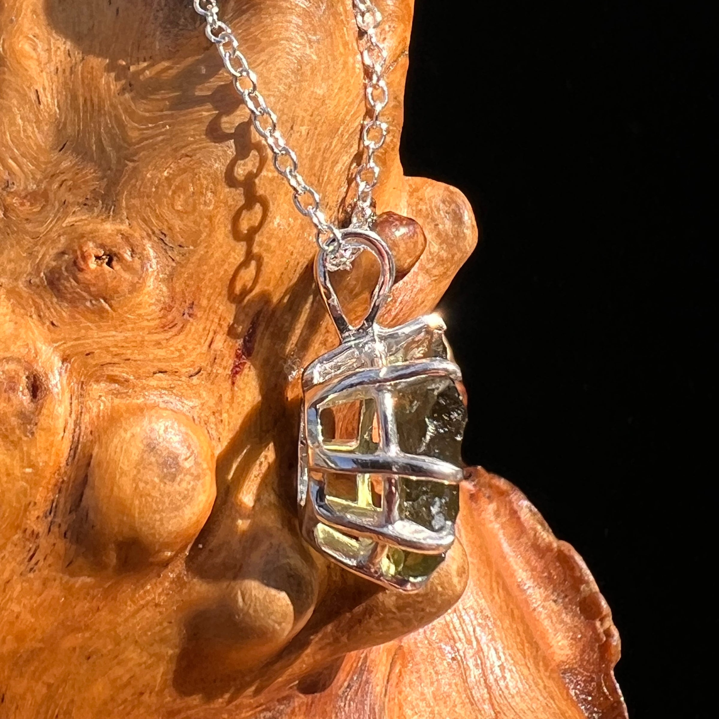 Raw Moldavite Pendant Sterling Silver #7812-Moldavite Life