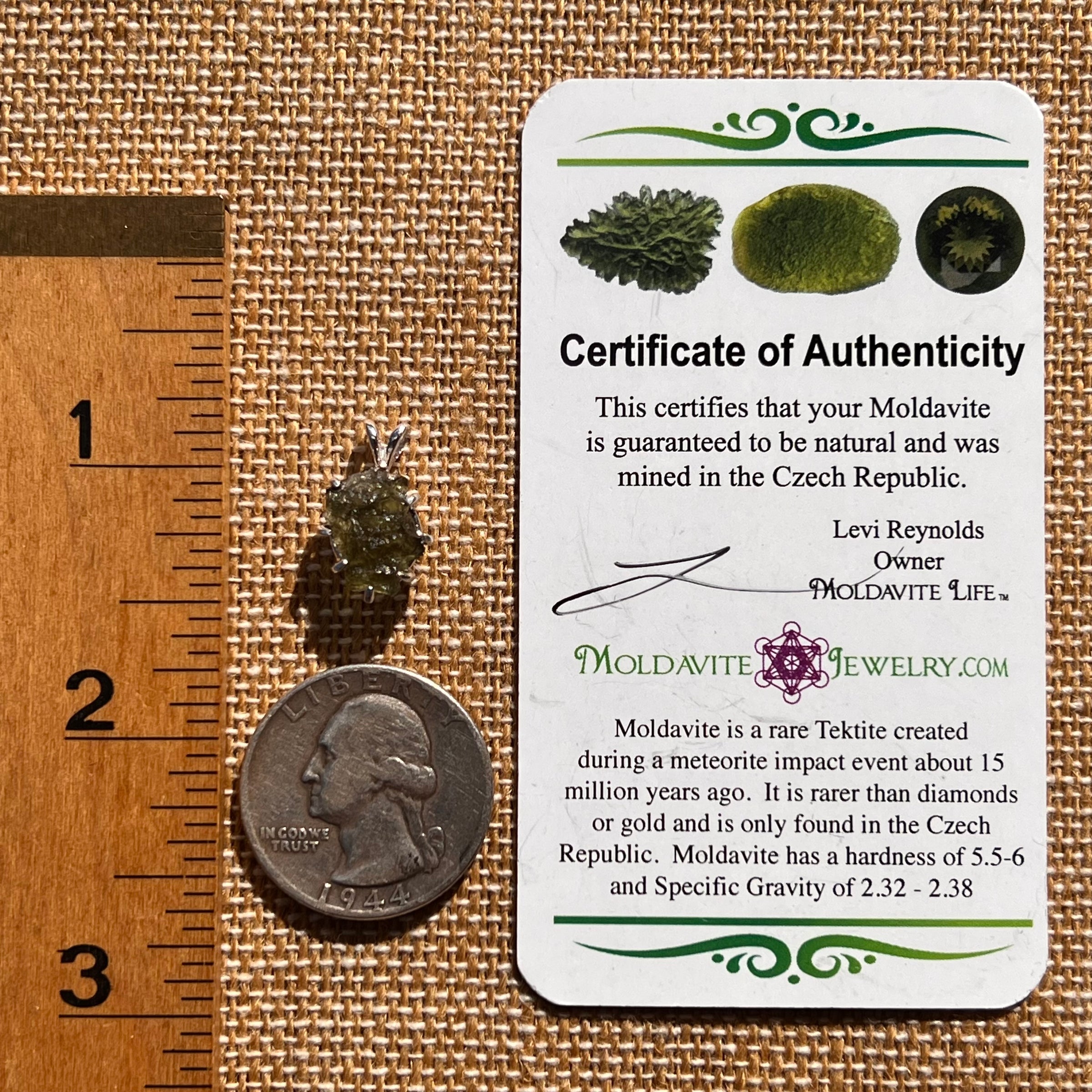 Raw Moldavite Pendant Sterling Silver #7812-Moldavite Life