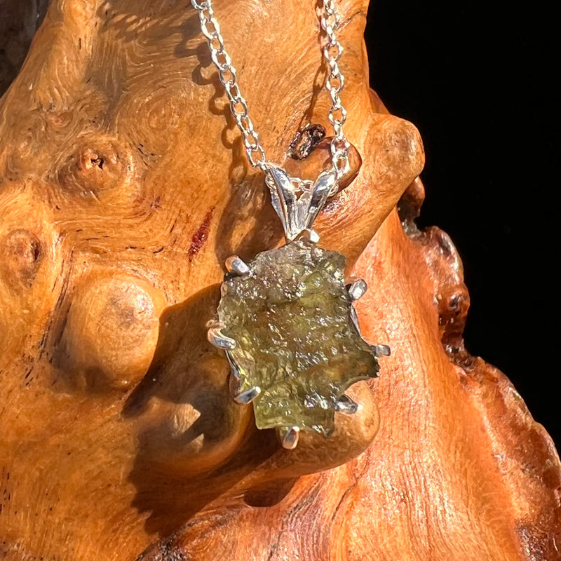 Raw Moldavite Pendant Sterling Silver #7812-Moldavite Life