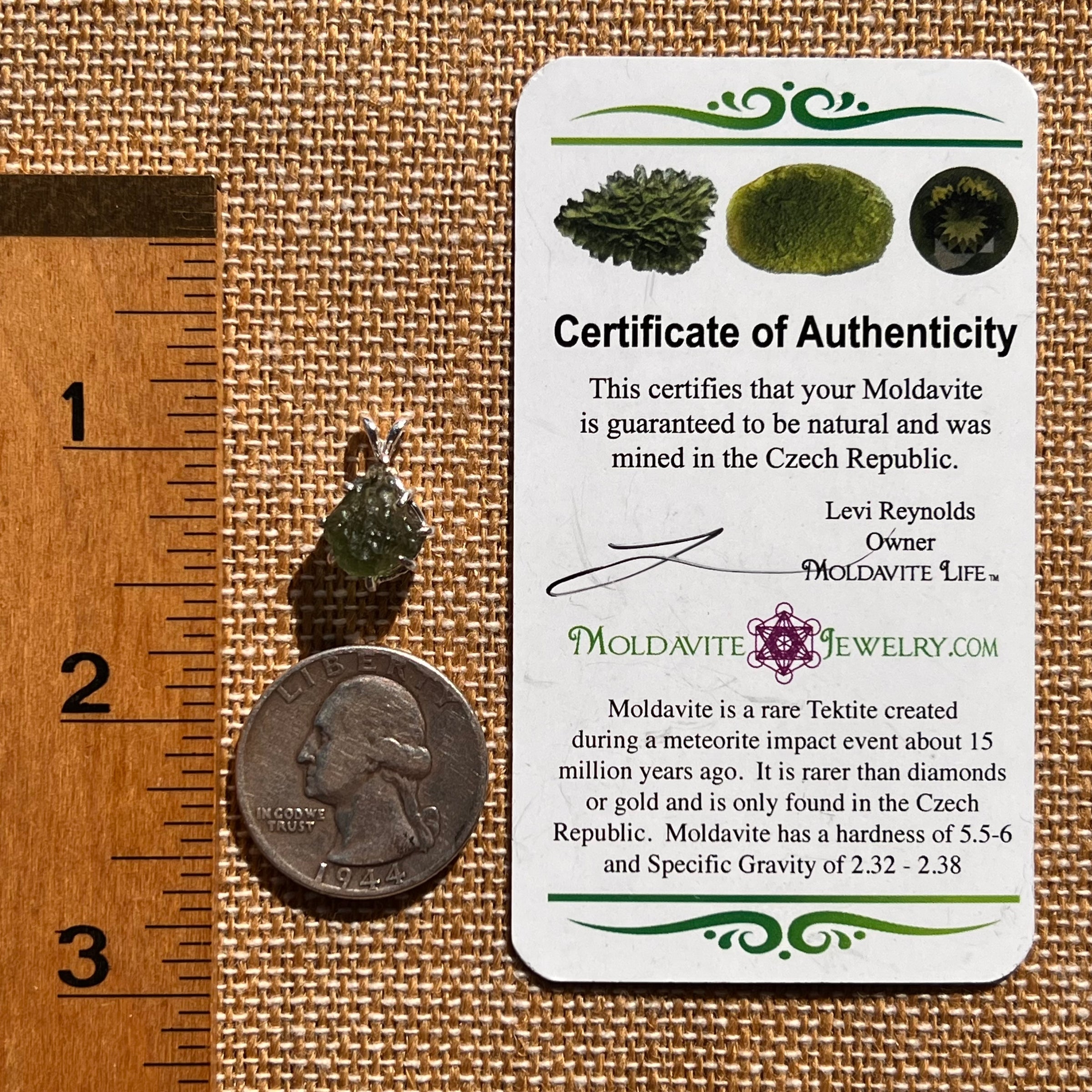 Raw Moldavite Pendant Sterling Silver #7813-Moldavite Life