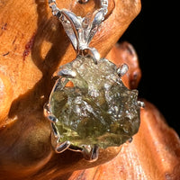 Raw Moldavite Pendant Sterling Silver #7814-Moldavite Life