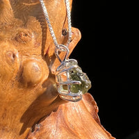 Raw Moldavite Pendant Sterling Silver #7814-Moldavite Life