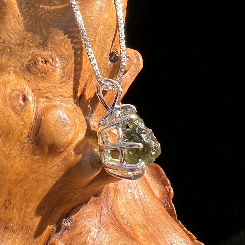 Raw Moldavite Pendant Sterling Silver #7814-Moldavite Life