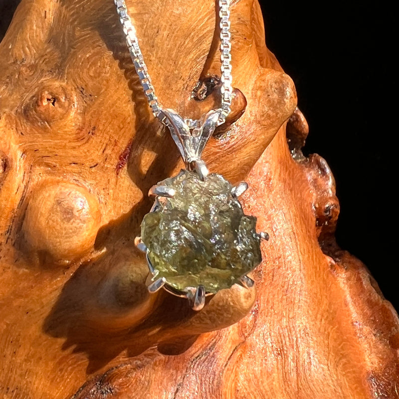 Raw Moldavite Pendant Sterling Silver #7814-Moldavite Life